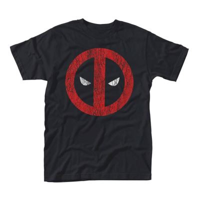Deadpool Marvel hommes Logo noir concassé T-shirt: Petit