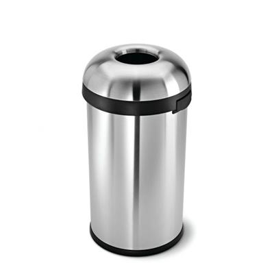 Poubelle ronde à ouverture étroite 60L en inox brossé CW1405