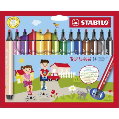 Stabilo Trio Scribbi feutre triangulaire Pointe – Couleurs assorties (Lot de 14)