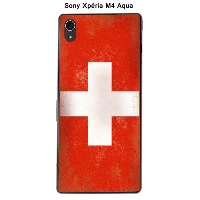 Coque Sony Xpéria M4 Aqua - Drapeau Suisse vintage