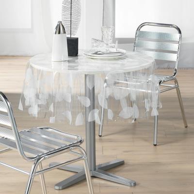 Decorline 1710323 nappe cristal imprimé feuille blanc 140 cm