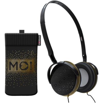 Pack Morgan noir et or avec casque audio et chaussette