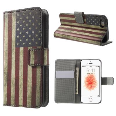 Etui en PU avec stand pour iPhone SE/5s/5 - Vintage US