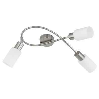 Reality Leuchten R80013907 Plafonnier En Nickel Et Verre Pour 3 Ampoules E14 Max. 40 W Non Incluses, Nickel Matblanc Opale Long