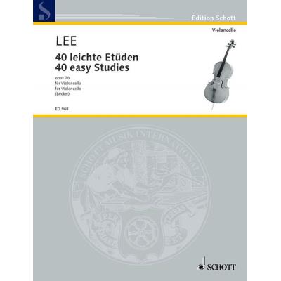 Partitions classique SCHOTT LEE SEBASTIAN - 40 EASY STUDIES OP. 70 - CELLO Violoncelle