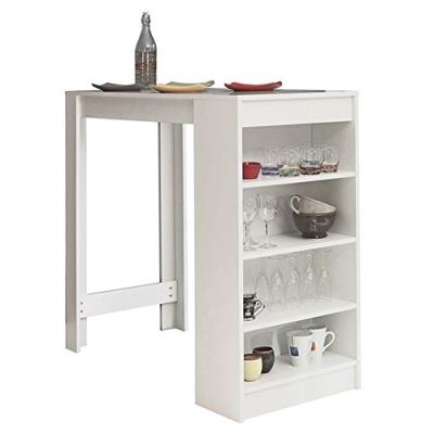 Chili table bar avec rangements latéraux blanc