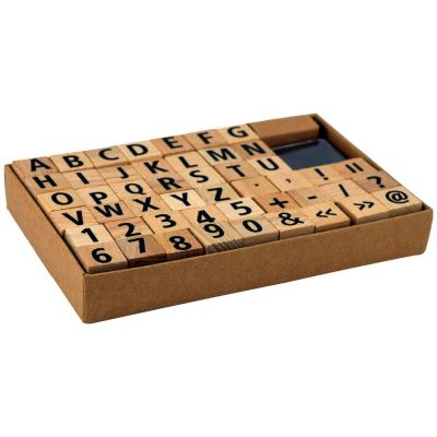 49 tampon en bois alphabet chiffre lettre