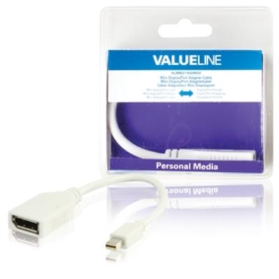 Câble adaptateur mini displayport à connecteur mini displayport mâle vers displayport femelle blanc 0,20 m valueline