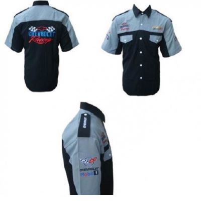 chemise chevrolet racing noir grise chemisette homme S - 6XL
