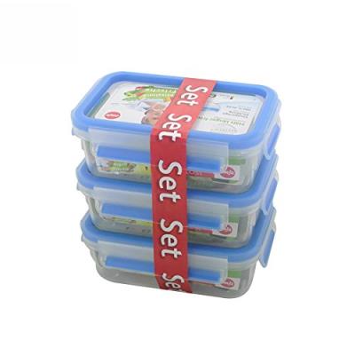 Emsa 508570 lot de 3 boîtes alimentaires, 0.55 litre, transparent/bleu, clip & close