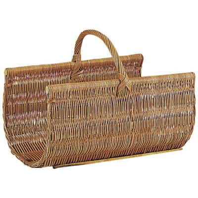 Panier à bûches en osier buff, 50 x 36 x 28-44 cm -PEGANE-