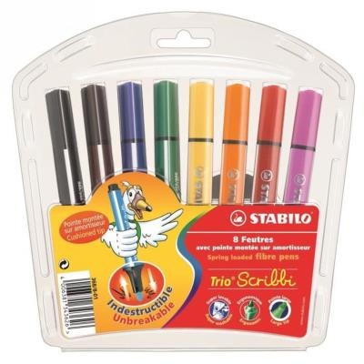 STABILO - Stylo feutre Trio Scribbi, étui plastique de 8