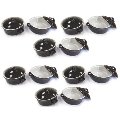 Lot de 12 mini cocottes rondes 10X3,5 noires - 6503123