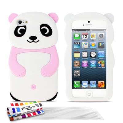 Coque souple Rose , Panda, ORIGINALE de MUZZANO pour APPLE IPHONE 5 + 3 Films de Protection Ecran UltraClear