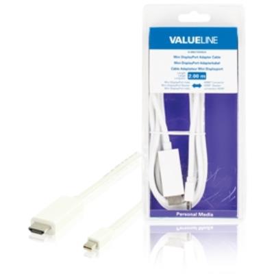Câble adaptateur mini displayport à connecteur mini displayport mâle vers connecteur hdmi blanc 2,00 m valueline