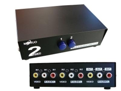 Switch audio stereo + video composite - 2 ports aiguille une entrée vers 2 sorties ou 2 entrées vers une sortie