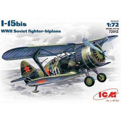 Icm - polikarpov i-15bis avec roues. marquages russes - icm72012 mic-72012