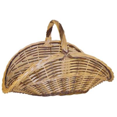 Panier à bûches en osier brut et buff, l 65 -PEGANE-
