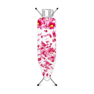 Brabantia, 124 x 38 cm-Table à repasser B, avec repose-fer vapeur et cadre ivoire 22 mm-Santini Rose/multicolore