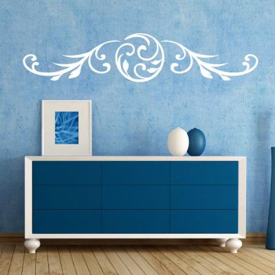 Pick and Stick Sticker Mural Sticker Floral design tête de lit Horizonal - 180 x 40 cm, Noir