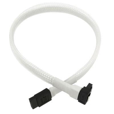 Câble SATA III - Plat - 030 cm - Gaine Blanc - Angle Droit