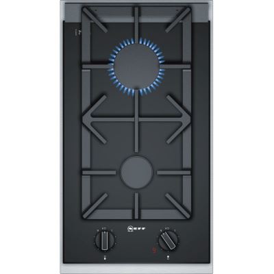 Neff Domino N23TA29N0 - Table de cuisson au gaz - 2 plaques de cuisson - Niche - largeur : 27 cm - profondeur : 49 cm - noir/acier inoxydable - avec garnitures en acier inoxydable - noir/inox