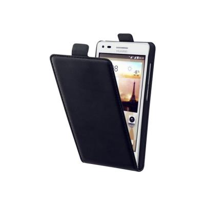 Muvit Slim s - Flip cover voor mobiele telefoon - polyurethaan, polycarbonaat - zwart - voor Huawei Ascend G6 4G