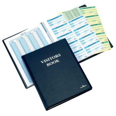 Durable 146500 Visitor Book Registre Visiteurs 300 Fiches Autocopiantes Format 60 x 90 mm Langue Anglaise Rechargeable