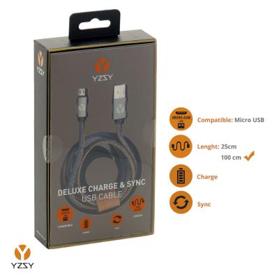 YZSY® Deluxe Câble de charge et Sync USB-MicroUSB pour Android/Windows - Blue Jeans 1m
