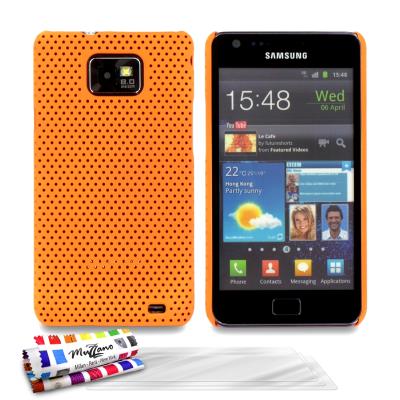 Coque ORIGINALE Ultra Fine Orange , Alvéolia, de MUZZANO pour SAMSUNG GALAXY S2 + 3 Films de Protection Ecran UltraClear Pour SAMSUNG GALAXY S2