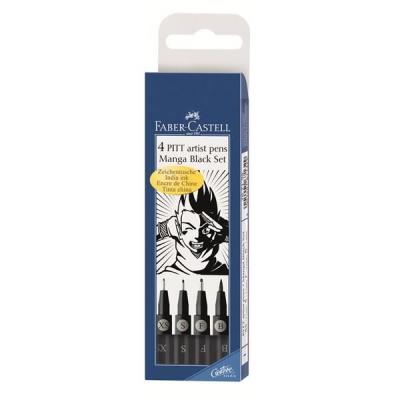 FABER-CASTELL 4 Feutres Pitt Artist Pen Manga Noir