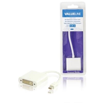 Câble adaptateur mini displayport à connecteur mini displayport mâle vers dvi-d 24 + 1 broches femelle blanc 0,20 m valueline