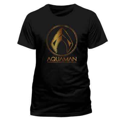 Aquaman Men Film métallisé Symbole T-shirt: Petit