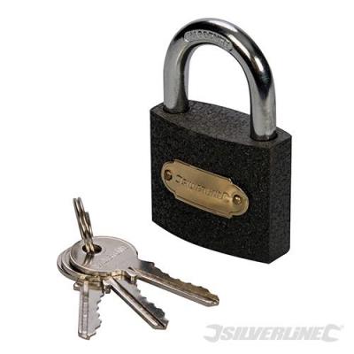 SILVERLINE Cadenas &agrave; anse en fer, cylindre en laiton 50 mm - MSS04I - 
