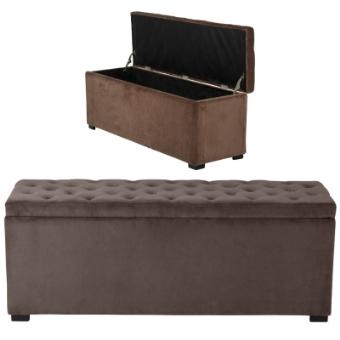 Banquette Coffre Capitonnee Velours Taupe Achat Prix Fnac
