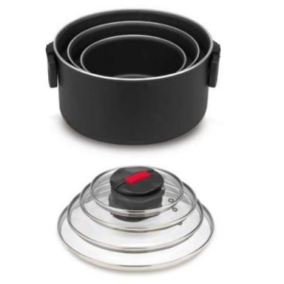 Ballarini 310 885 click & cook set de casseroles avec couvercles en verre ø 16 cm