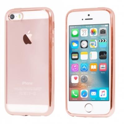 Coque souple Moxie pour iPhone SE et 5s contour rose et dos transparent