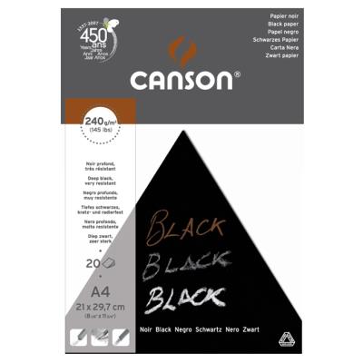 Bloc de papier noir A4 21 x 29,7 cm 250 g/m²