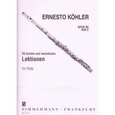 Méthodes et pédagogie ZIMMERMANN KOHLER ERNESTO - 20 ETUDES MELODIQUES OP.93 VOL.2 Flute