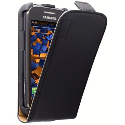 mumbi PREMIUM Cuir véritable Flip Samsung Galaxy Ace 2 - Housse Coque Etui à clapet Ace II poche Noir