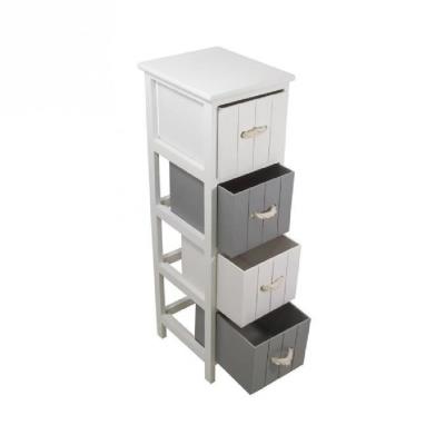Jersey meuble de salle de bain 4 tiroirs bois 25 cm - blanc et gris