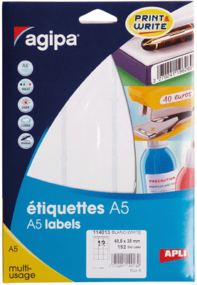 Agipa - Etiquette Adhesifs A5 38x48,5 - Etui 192