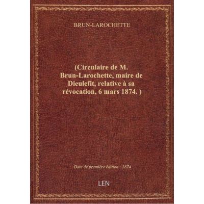 (Circulaire de M. Brun-Larochette, maire de Dieulefit, relative à sa révocation, 6 mars 1874. )