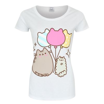 Pusheen T-Shirt Balloons Femme Blanc