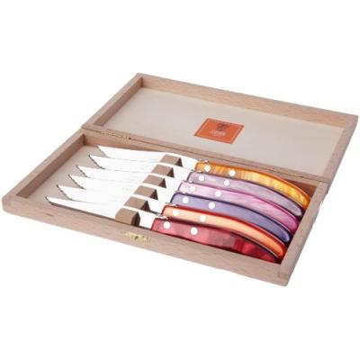 CLAUDE DOZORME 2.13.001.43 BERLINGOT COFFRET HÊTRE 6 COUTEAUX MANCHE PANACHE FUEGO