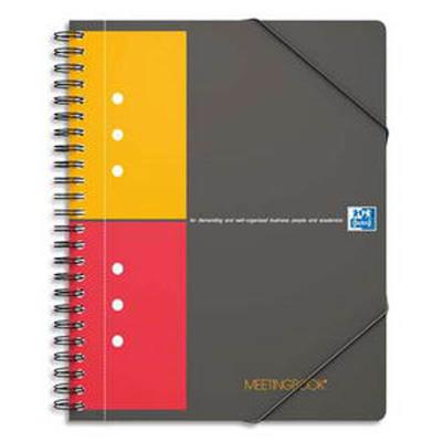 Lot de 5 Cahiers MEETINGBOOK spirales, 160 pages perforées 80g 5x5 21x31,8cm Couverture polypro gris