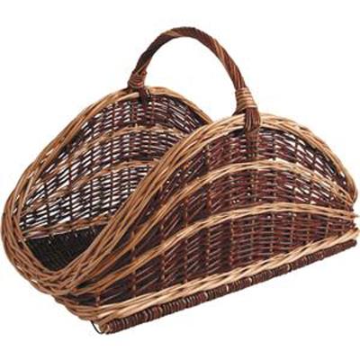 Panier à bûches en osier brut et buff, l 65 -PEGANE-