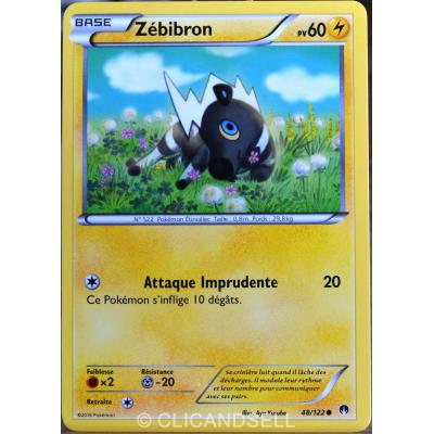 carte Pokémon 48/122 Zébibron 60 PV XY - Rupture Turbo NEUF FR État correct - Pokémon reconditionné disponible sur Fnac