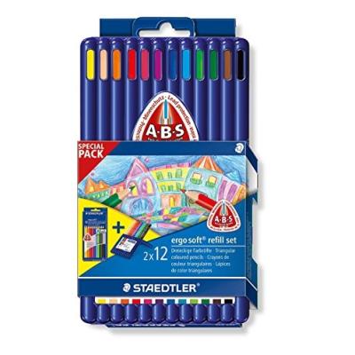 Staedtler 157 sb12 - ergosoft crayon, 3 mm, boîte déployable - 2 x 12 couleurs 157 sb12p2