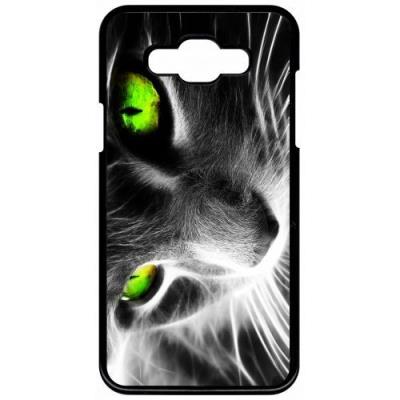 Coque samsung galaxy grand 3 chat noir et blanc yeux vert